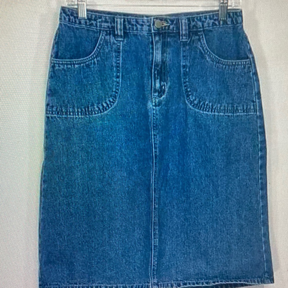 Kim Rogers Denim Midi Skirt in Blue